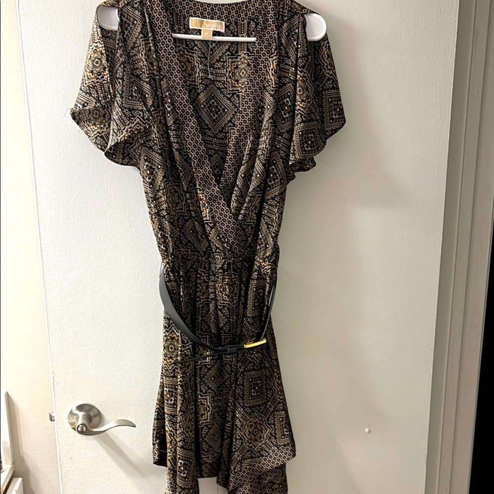 MICHAEL Michael Kors Black and Brown Patterned Mini Dress